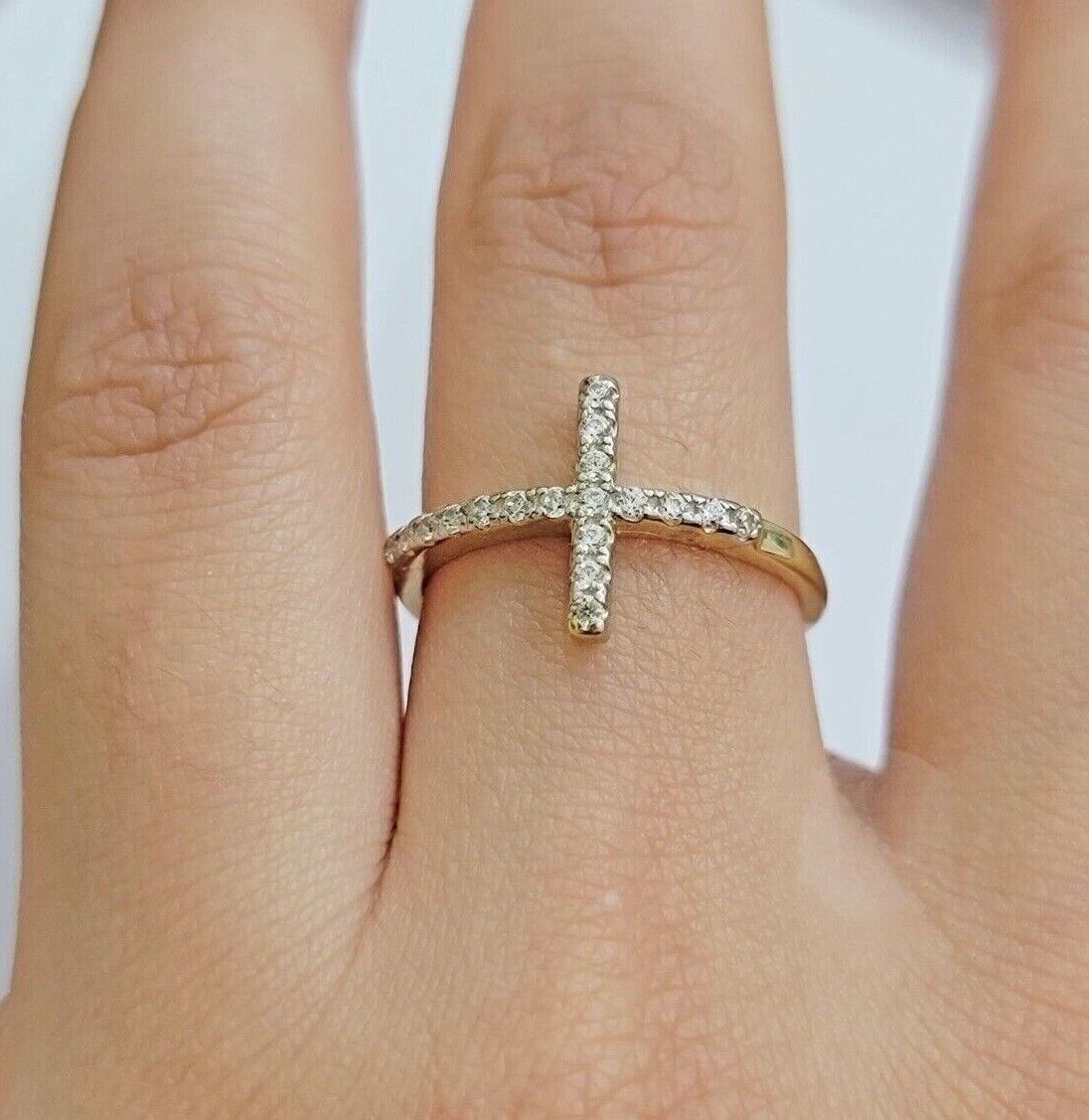 Ladies Ring 10k Yellow Gold Cross REAL 10KT Unique Casual Band LIMITED TIME SALE - GoldenlinQ