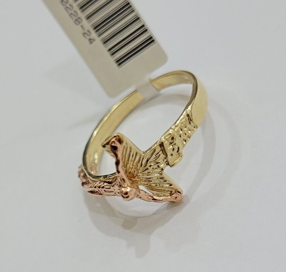 Ladies Ring 10k Yellow Rose Gold Jesus Cross REAL Crucifix Unique Band For SALE - GoldenlinQ