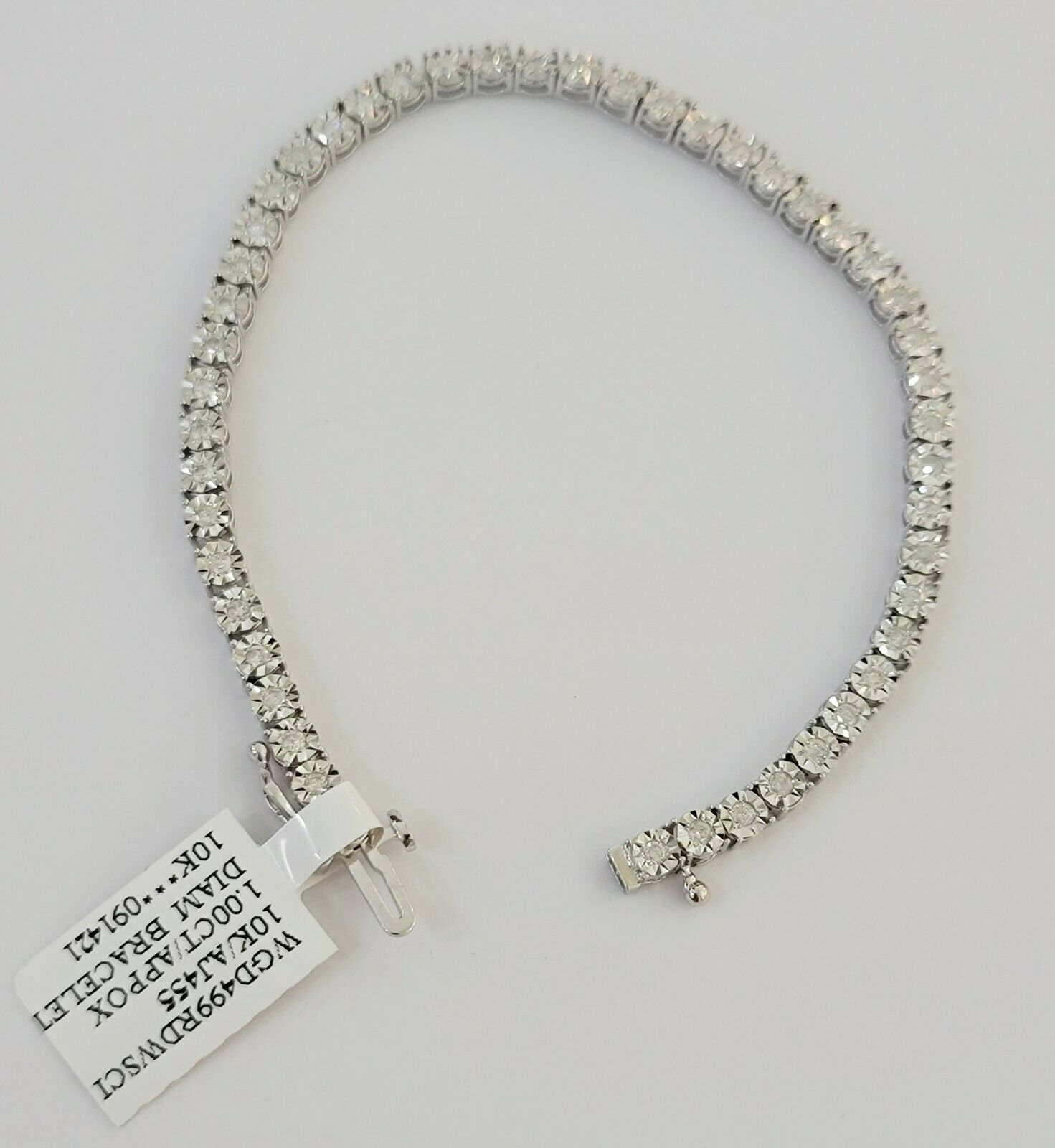 Ladies Solid 10k White Gold & 1 Ct Diamonds Bracelet 8" Box Clasp, Women's REAL - GoldenlinQ