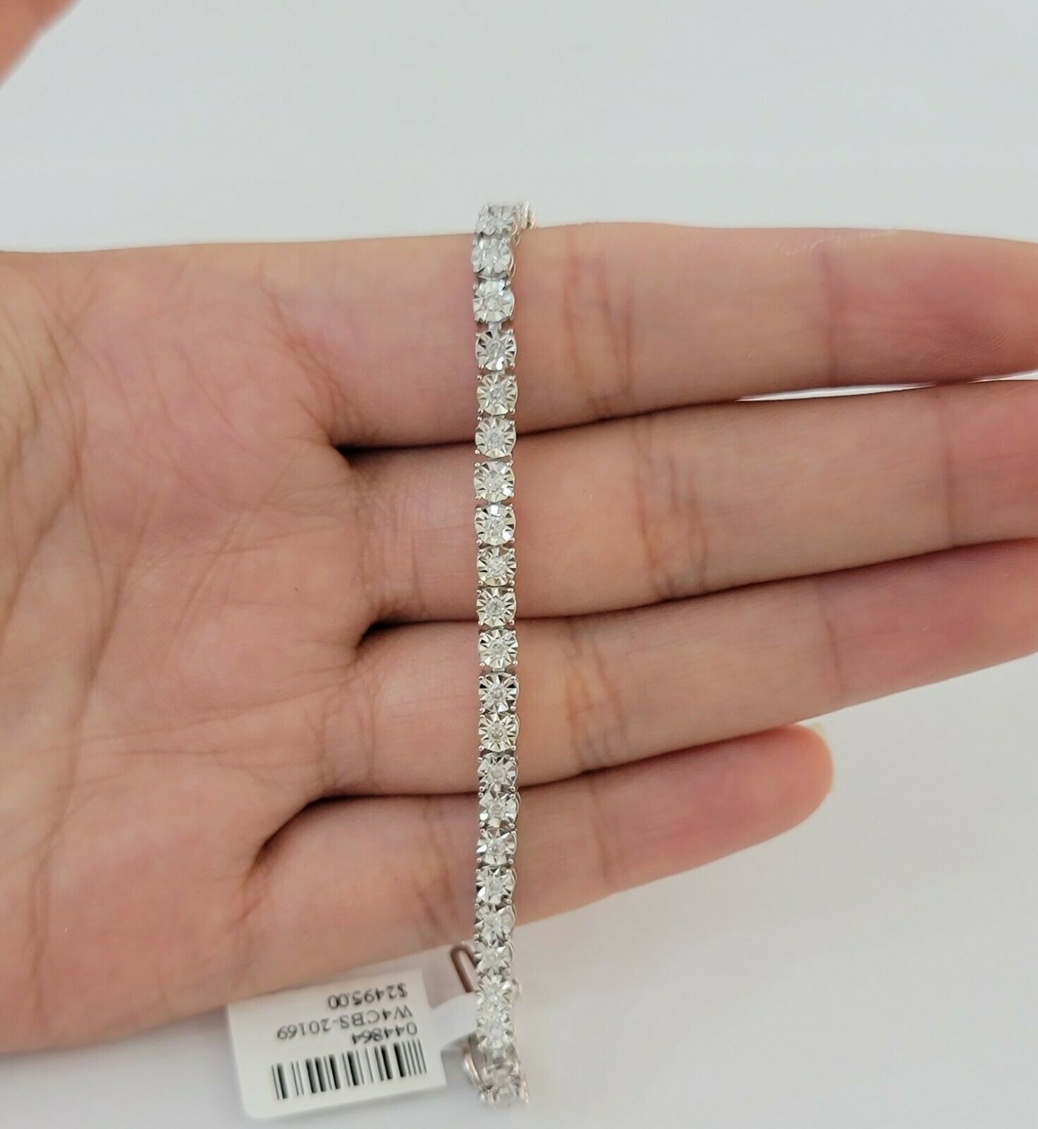 Ladies Solid 10k White Gold & 1 Ct Diamonds Bracelet 8" Box Clasp, Women's REAL - GoldenlinQ