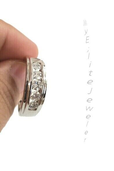 Men's 1 CT Solitaire Diamond Ring 10 K Solid White Gold Band Size 10 Thick Bands - GoldenlinQ