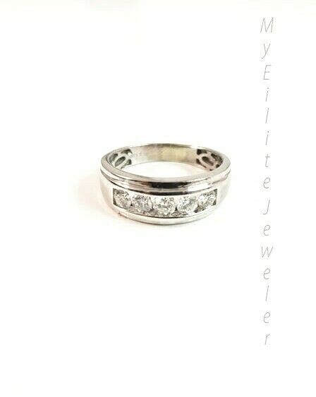 Men's 1 CT Solitaire Diamond Ring 10 K Solid White Gold Band Size 10 Thick Bands - GoldenlinQ