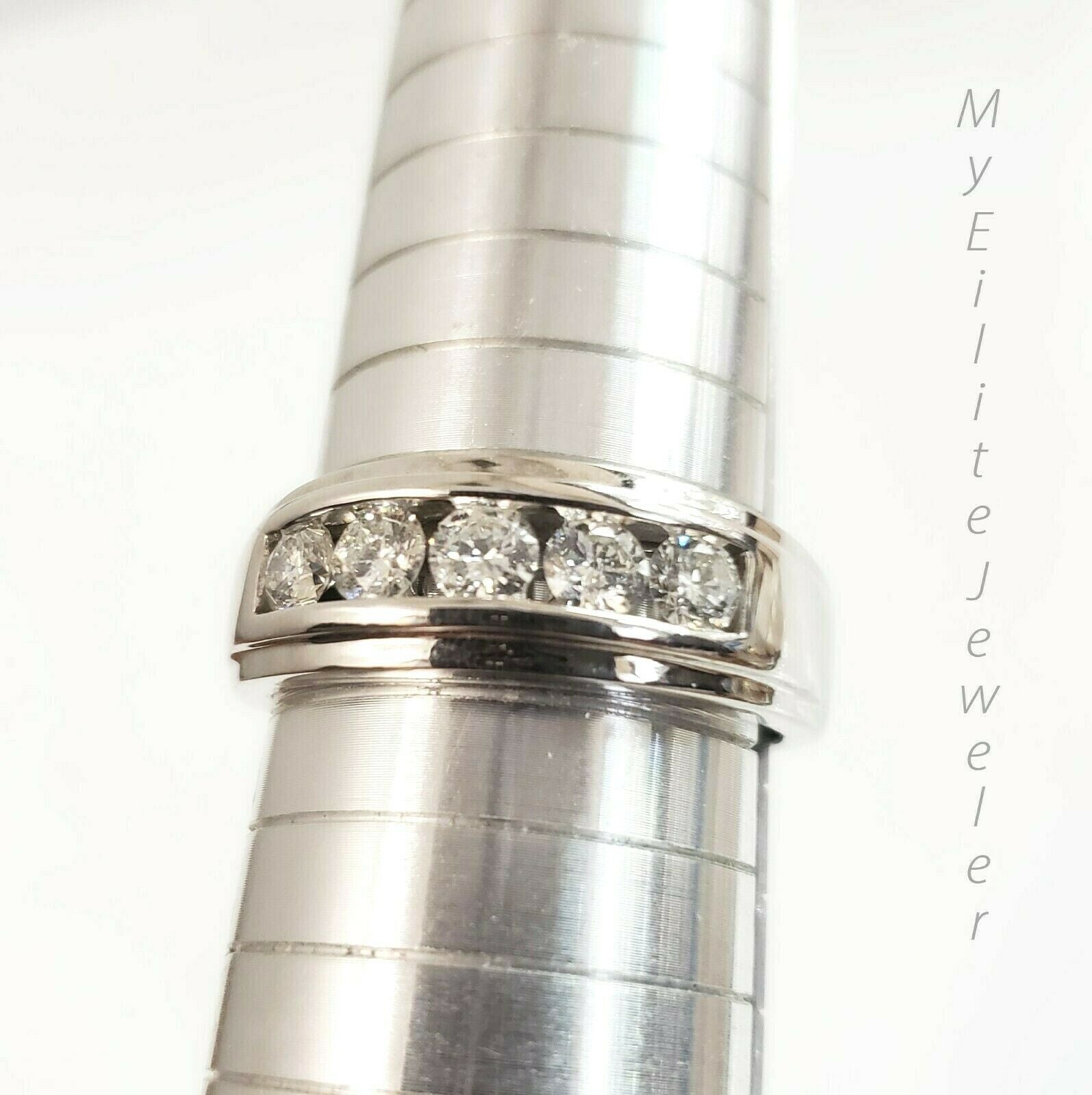 Men's 1 CT Solitaire Diamond Ring 10 K Solid White Gold Band Size 10 Thick Bands - GoldenlinQ