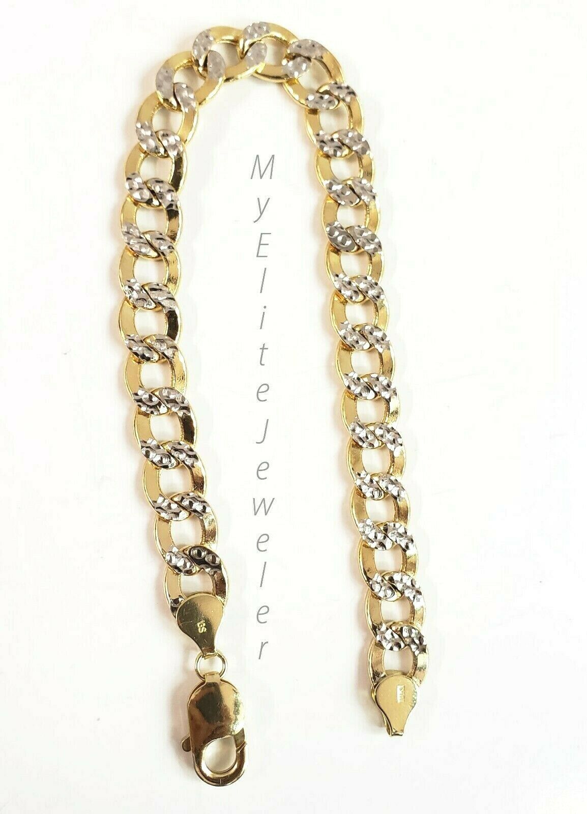 Men's 10k Diamond Cuts Cuban link Curb Bracelet 9 Inch 9mm Lobster Lock, Real - GoldenlinQ