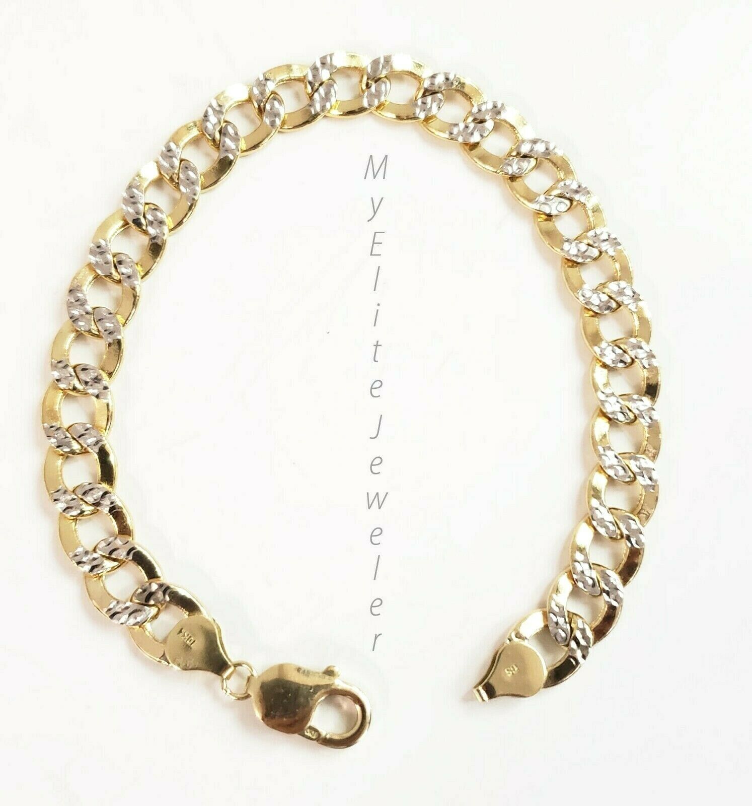 Men's 10k Diamond Cuts Cuban link Curb Bracelet 9 Inch 9mm Lobster Lock, Real - GoldenlinQ