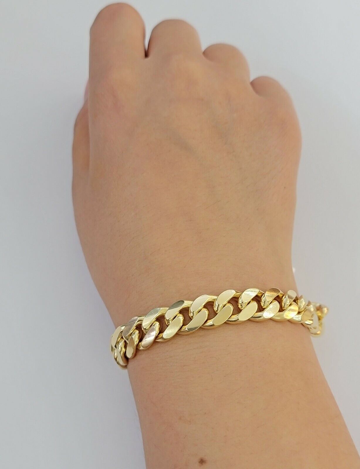 Mens 10k Gold Bracelet 8 Inch Miami Cuban Link 11mm Solid 10KT Yellow Gold REAL - GoldenlinQ