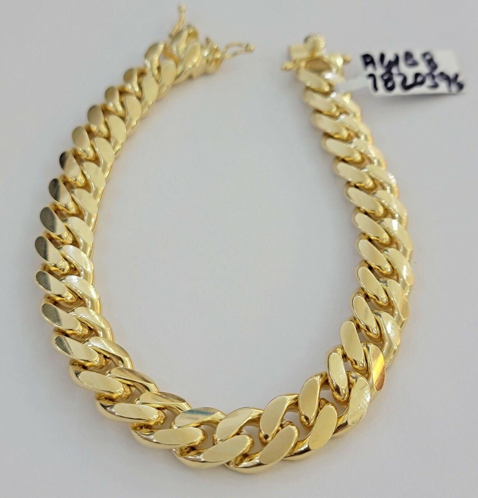 Mens 10k Gold Bracelet 8 Inch Miami Cuban Link 11mm Solid 10KT Yellow Gold REAL - GoldenlinQ