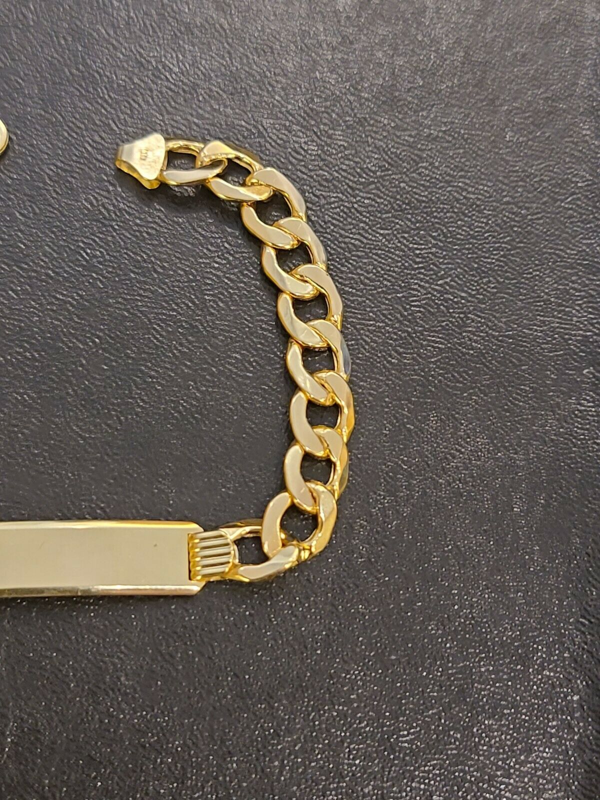 Mens 10K Gold Cuban Link Bracelet ID 8mm 8" Lobster Lock REAL 10KT , Engraving - GoldenlinQ