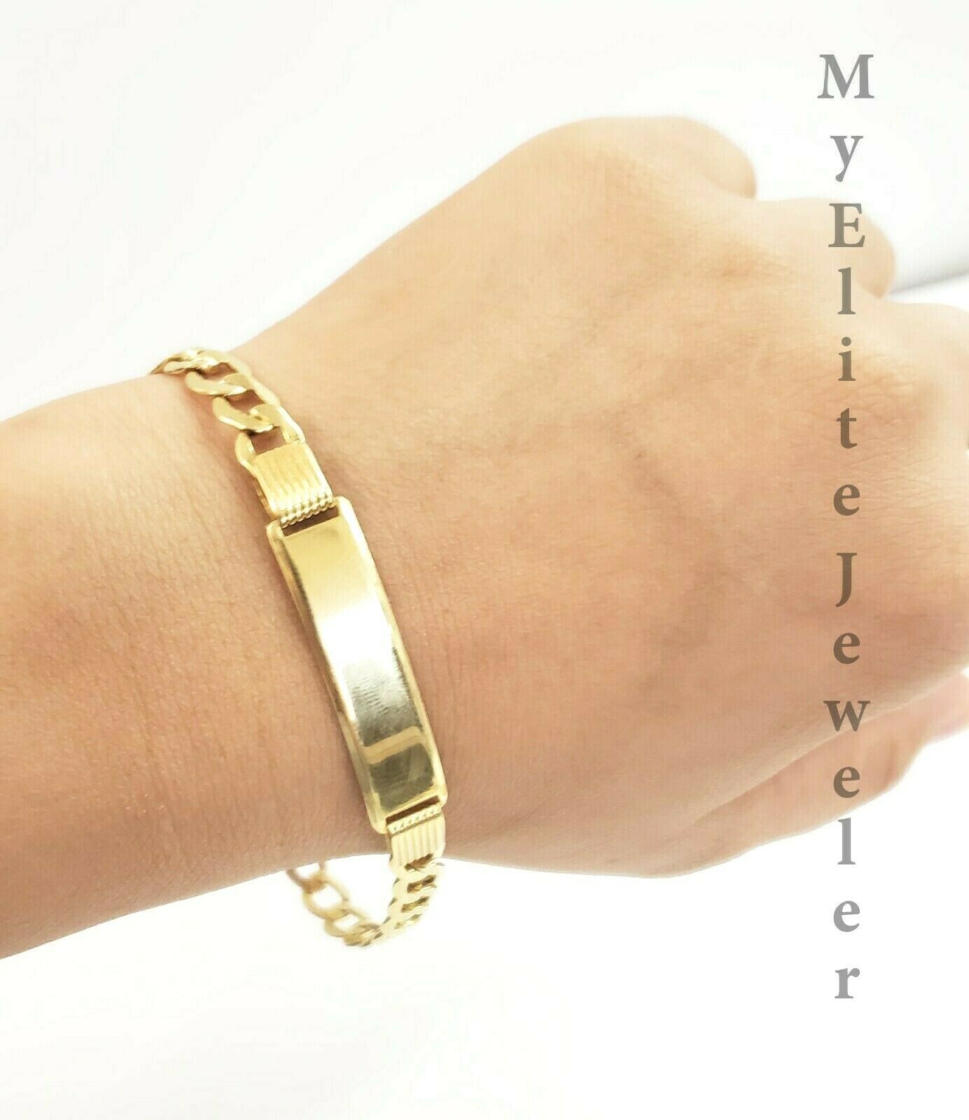 Men's 10K Gold Cuban Link Bracelet ID 8mm 9" Lobster Lock REAL 10KT - GoldenlinQ