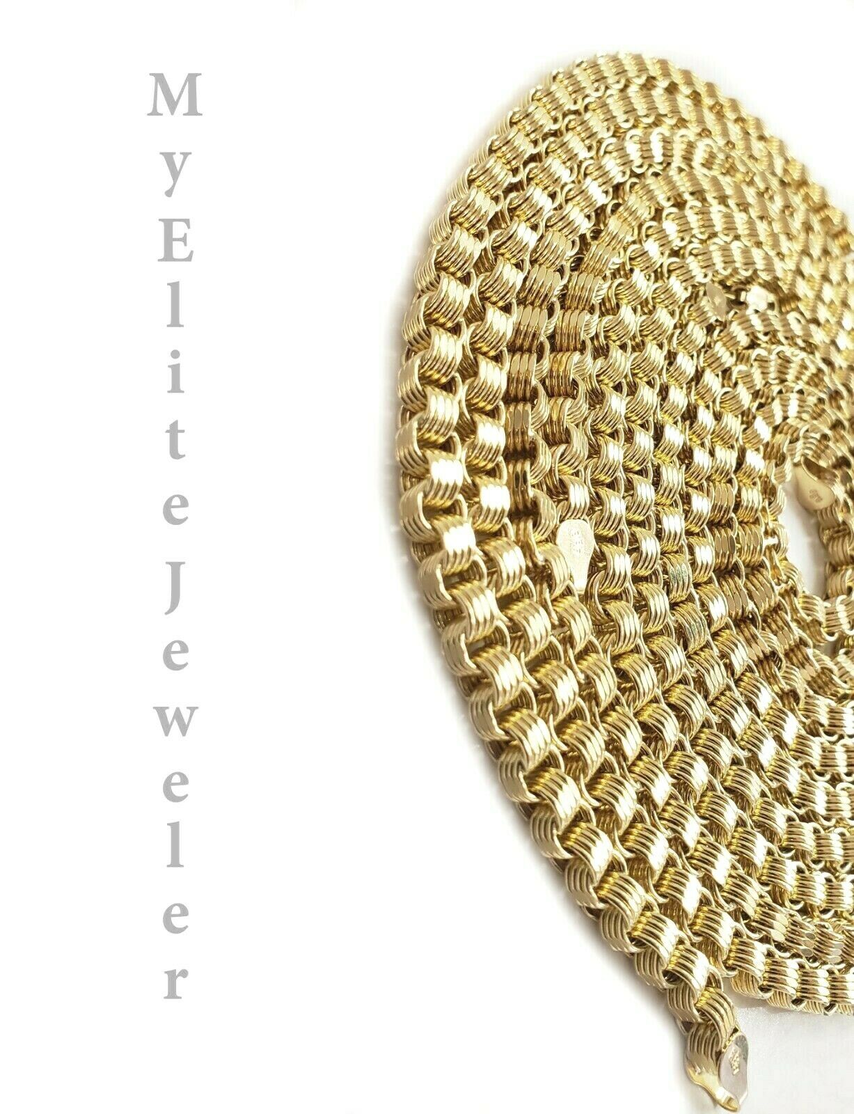 Mens 10K Yellow Gold Byzantine Chain Necklace 18" - 30 Inch 5mm - GoldenlinQ