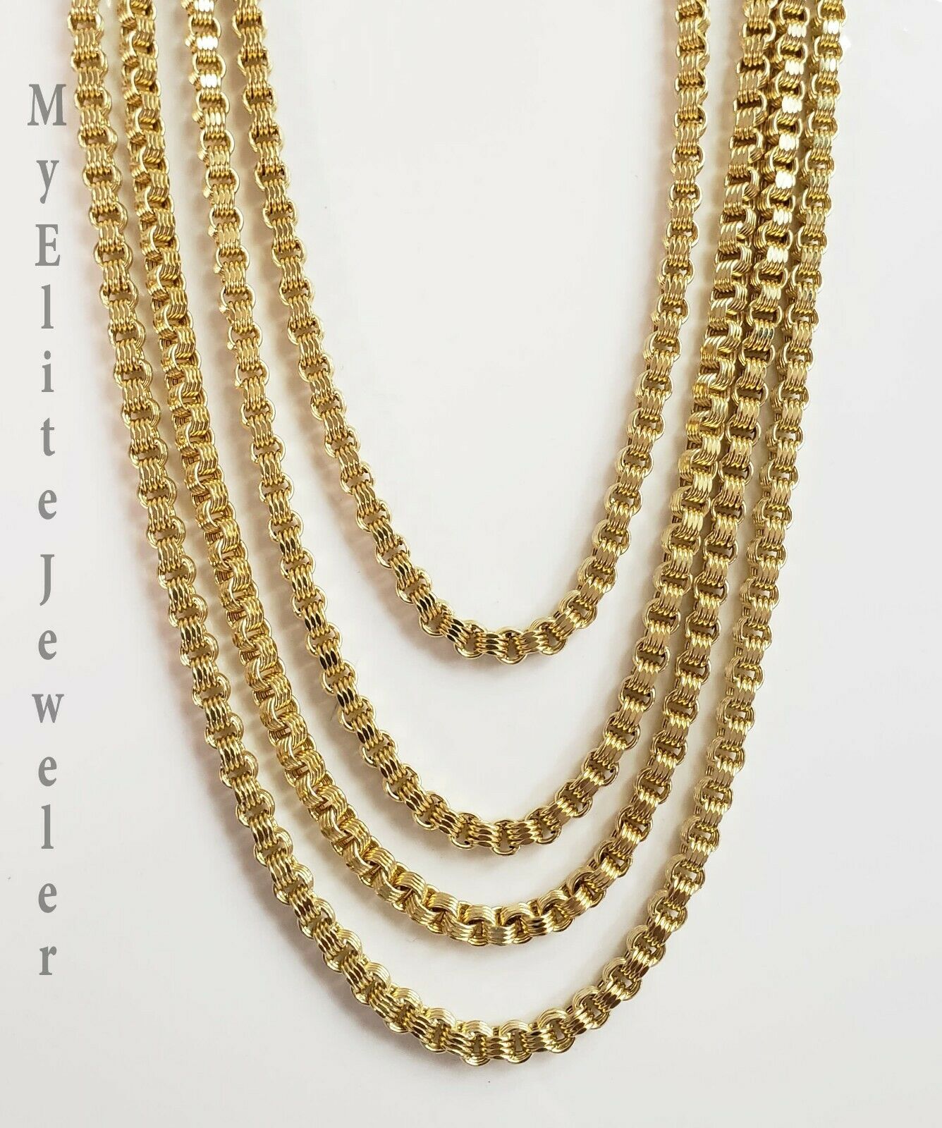 Mens 10K Yellow Gold Byzantine Chain Necklace 18" - 30 Inch 5mm - GoldenlinQ
