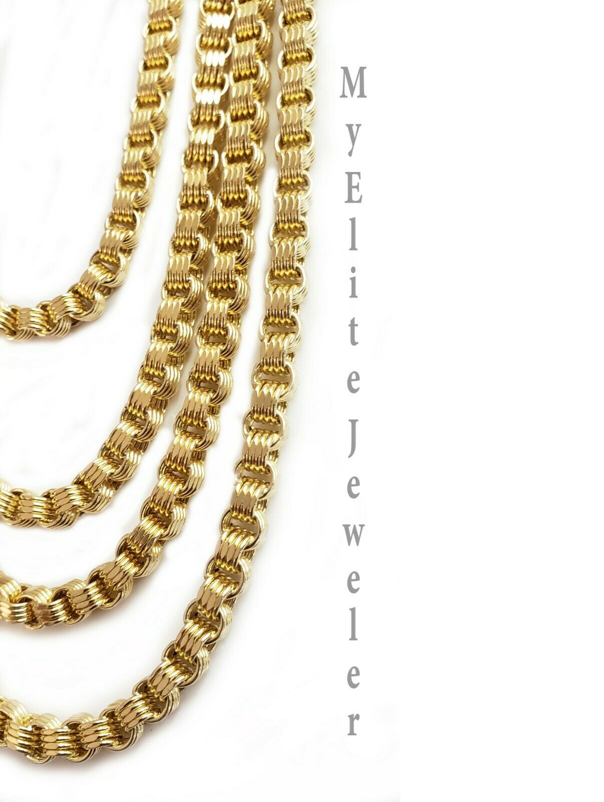 Mens 10K Yellow Gold Byzantine Chain Necklace 18" - 30 Inch 5mm - GoldenlinQ