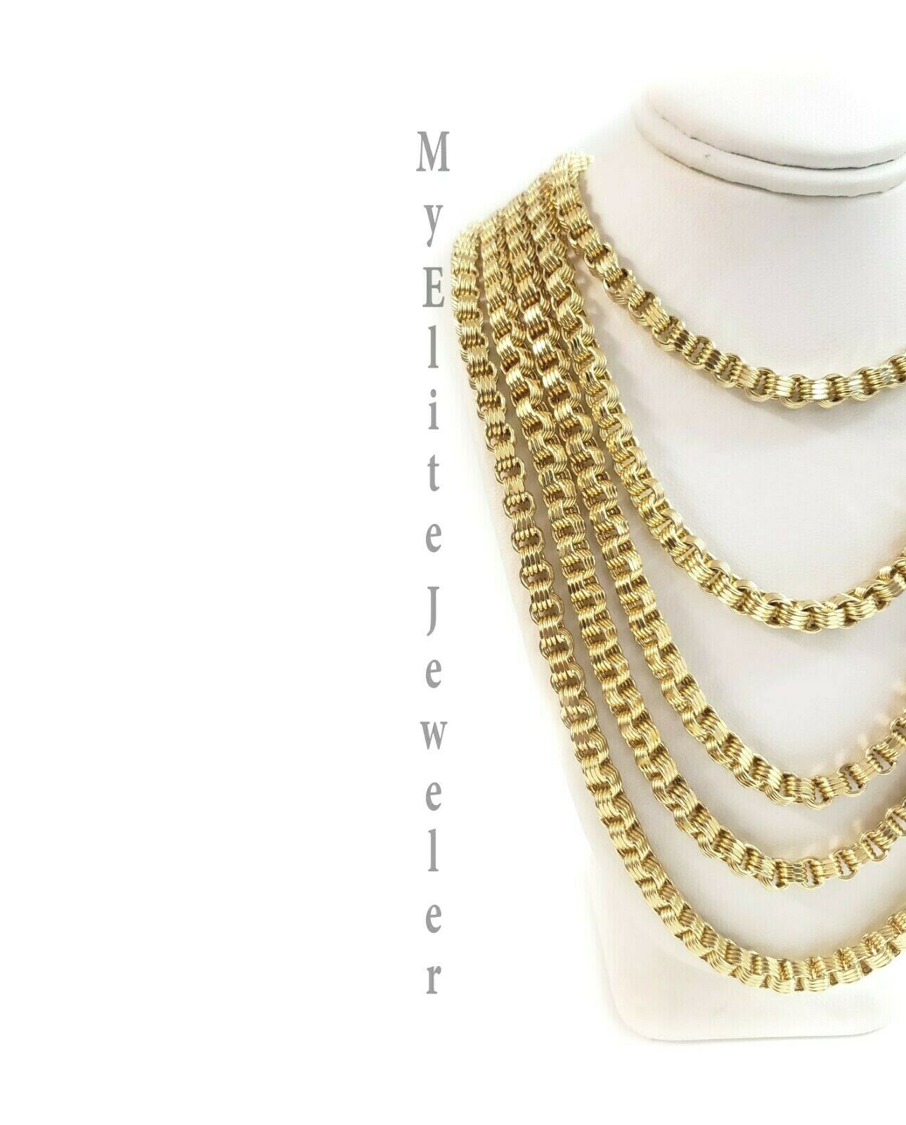 Mens 10K Yellow Gold Byzantine Chain Necklace 18" - 30 Inch 5mm - GoldenlinQ