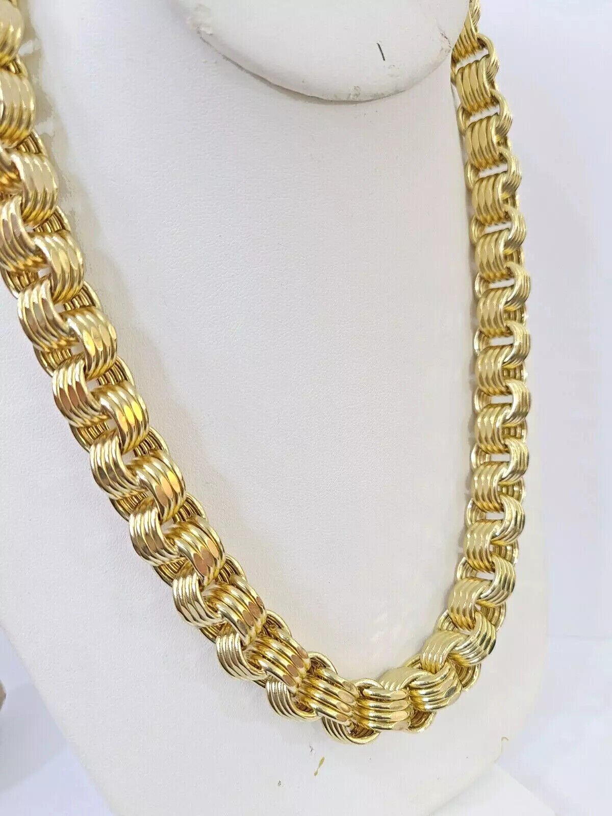 Mens 10k Yellow Gold Necklace Box Byzantine Chain 12mm 22" - 30 inch REAL 10kt - GoldenlinQ