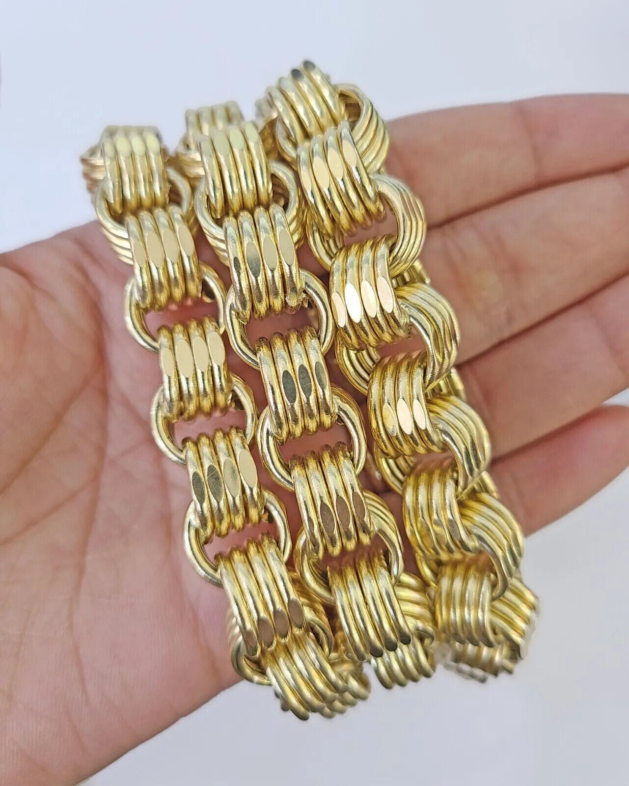 Mens 10k Yellow Gold Necklace Box Byzantine Chain 12mm 22" - 30 inch REAL 10kt - GoldenlinQ