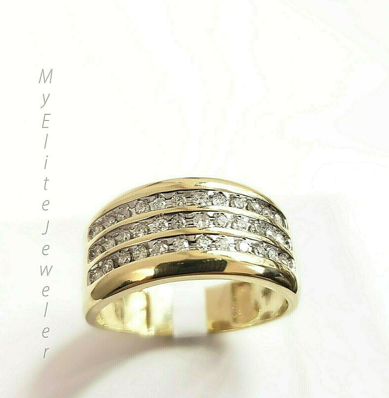 Mens 1/2CT Diamond Ring 10K Solid Gold Band Size 10 Thick Bands, 100% GENUINE - GoldenlinQ