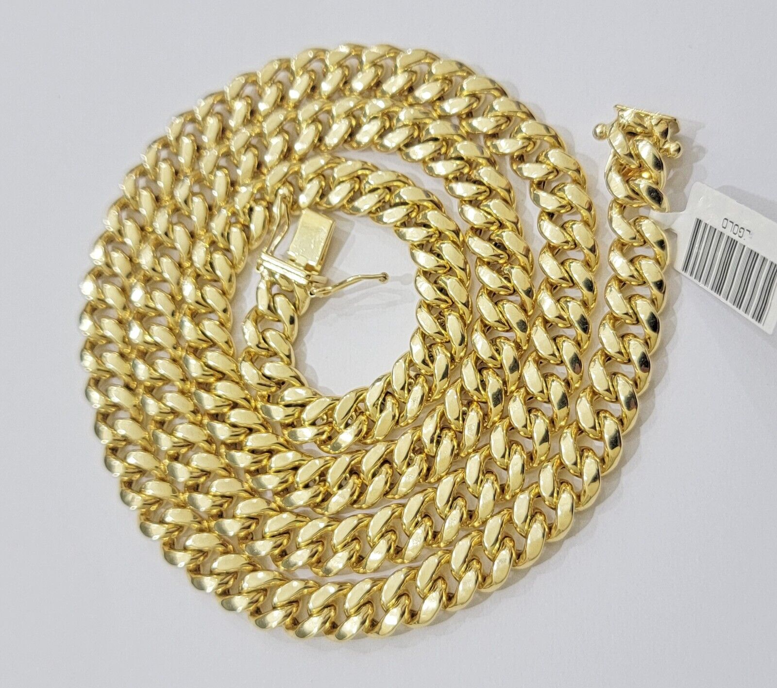 Mens 14k Gold Chain 8mm Miami cuban Link 18 - 30 Inch REAL 14KT Yelllow Gold - GoldenlinQ