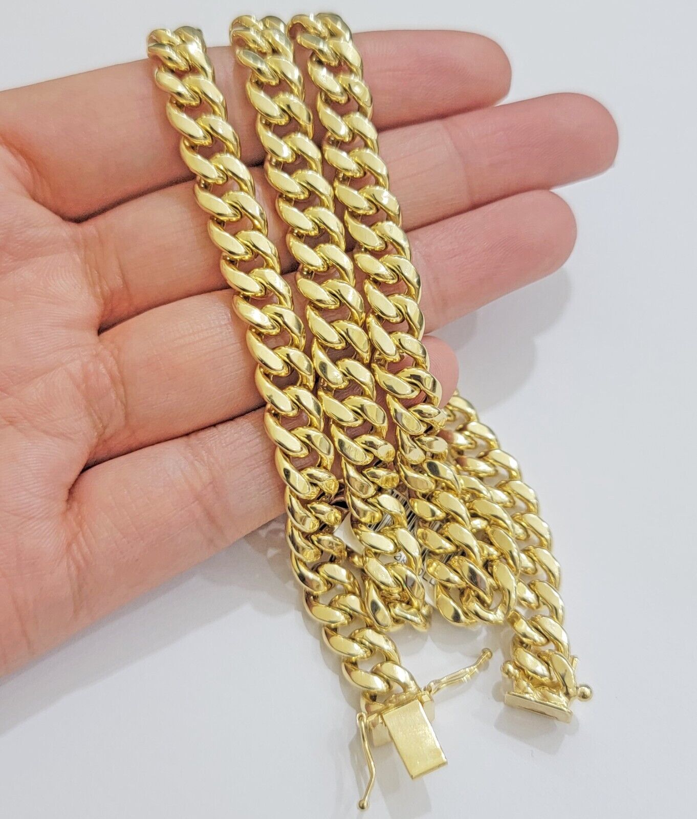 Mens 14k Gold Chain 8mm Miami cuban Link 18 - 30 Inch REAL 14KT Yelllow Gold - GoldenlinQ