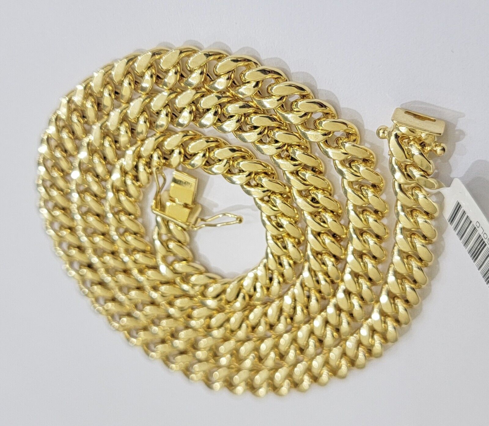 Mens 14k Gold Chain 8mm Miami cuban Link 18 - 30 Inch REAL 14KT Yelllow Gold - GoldenlinQ
