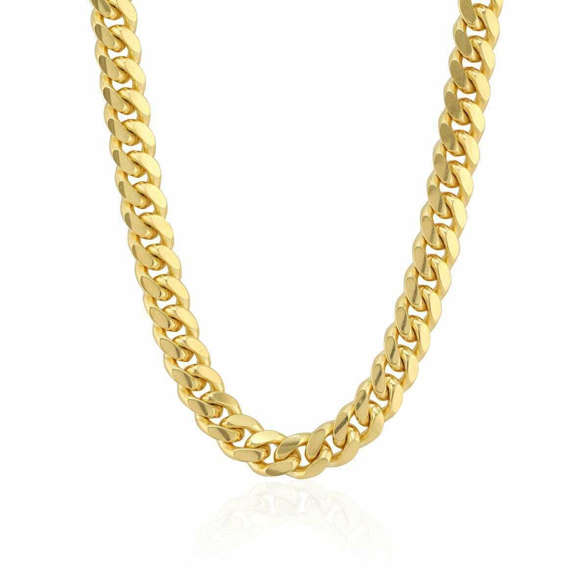 Mens 14k Gold Chain 8mm Miami cuban Link 18 - 30 Inch REAL 14KT Yelllow Gold - GoldenlinQ