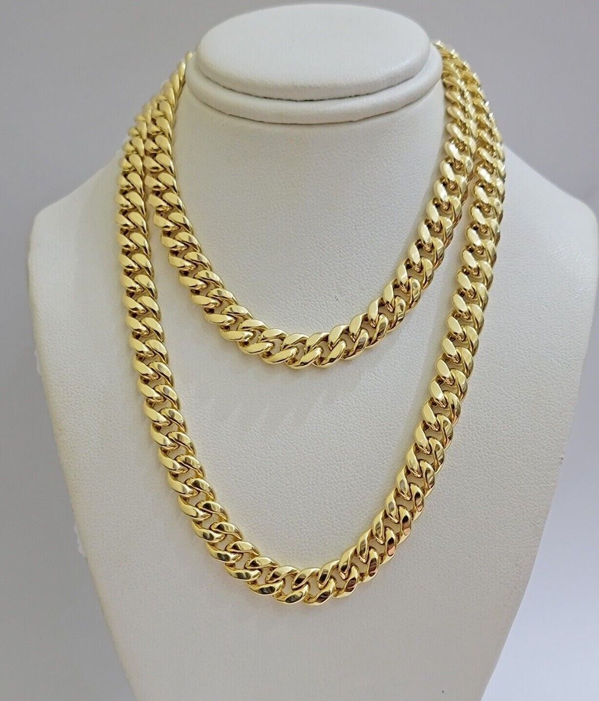 Mens 14k Gold Chain 8mm Miami cuban Link 18 - 30 Inch REAL 14KT Yelllow Gold - GoldenlinQ