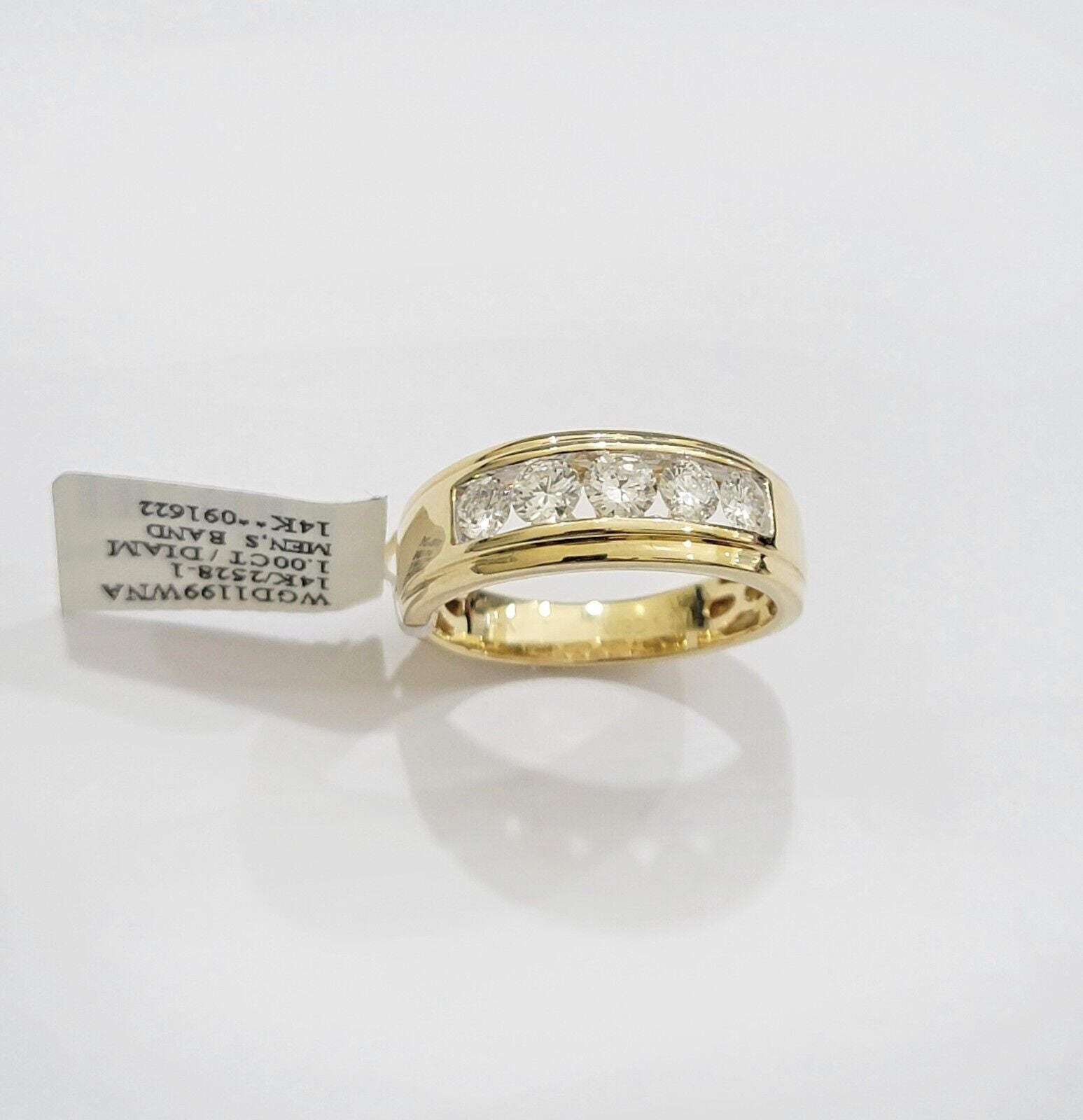 Mens 14k Yellow Gold 1CT Diamond Ring Band Natural Wedding Band, Valentine Sale - GoldenlinQ