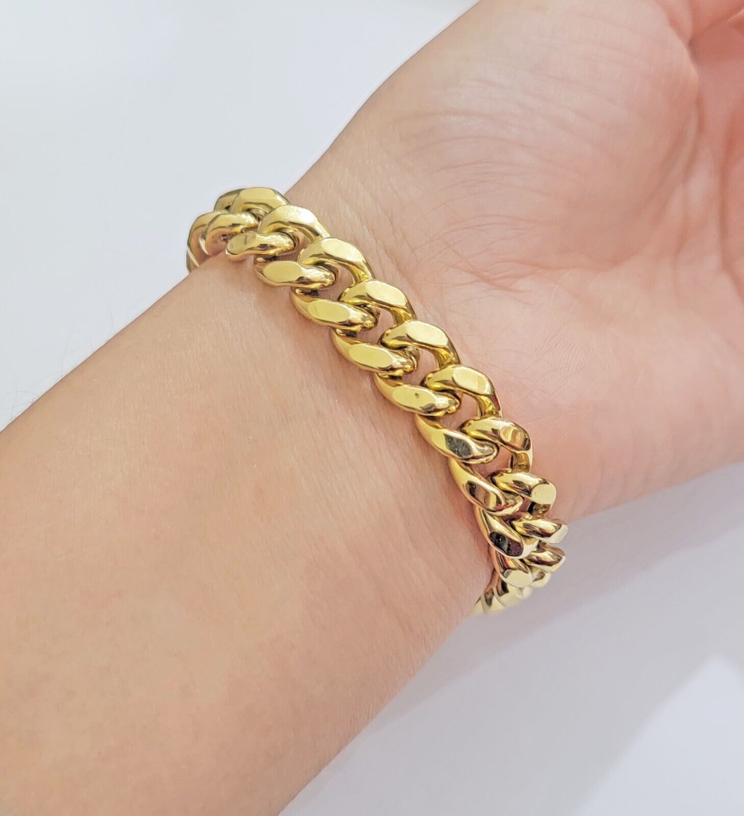 Mens 14k Yellow Gold Bracelet 7.5 Inch Miami Cuban Link Box Clasp REAL 14KT - GoldenlinQ