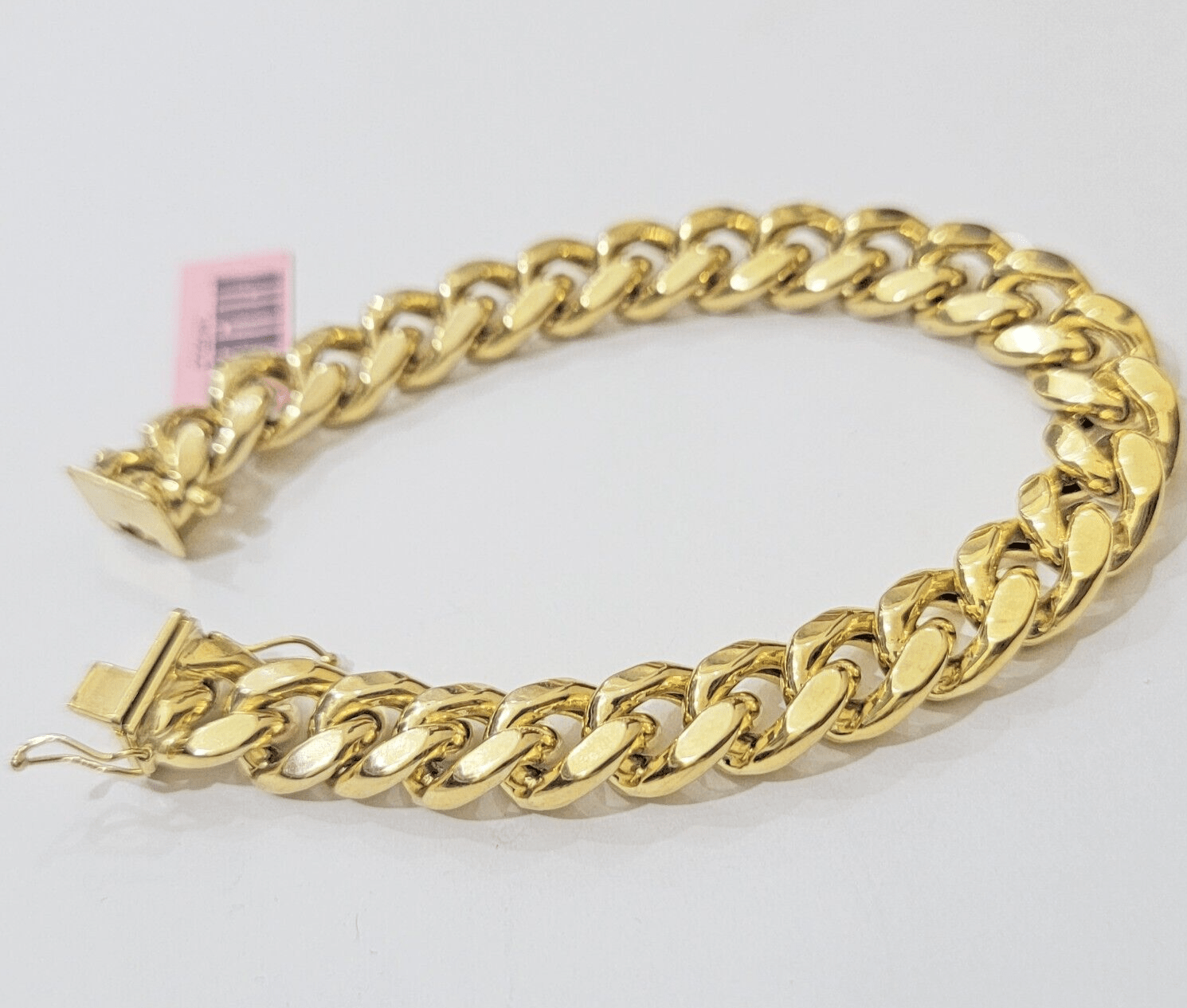 Mens 14k Yellow Gold Bracelet 7.5 Inch Miami Cuban Link Box Clasp REAL 14KT - GoldenlinQ