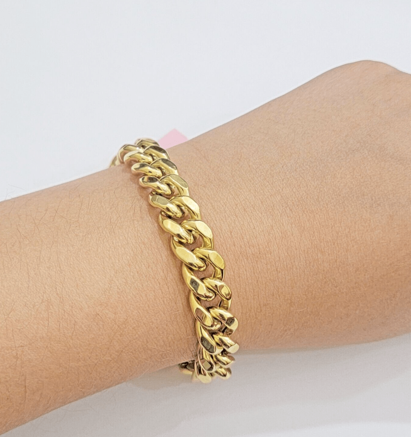 Mens 14k Yellow Gold Bracelet 7.5 Inch Miami Cuban Link Box Clasp REAL 14KT - GoldenlinQ