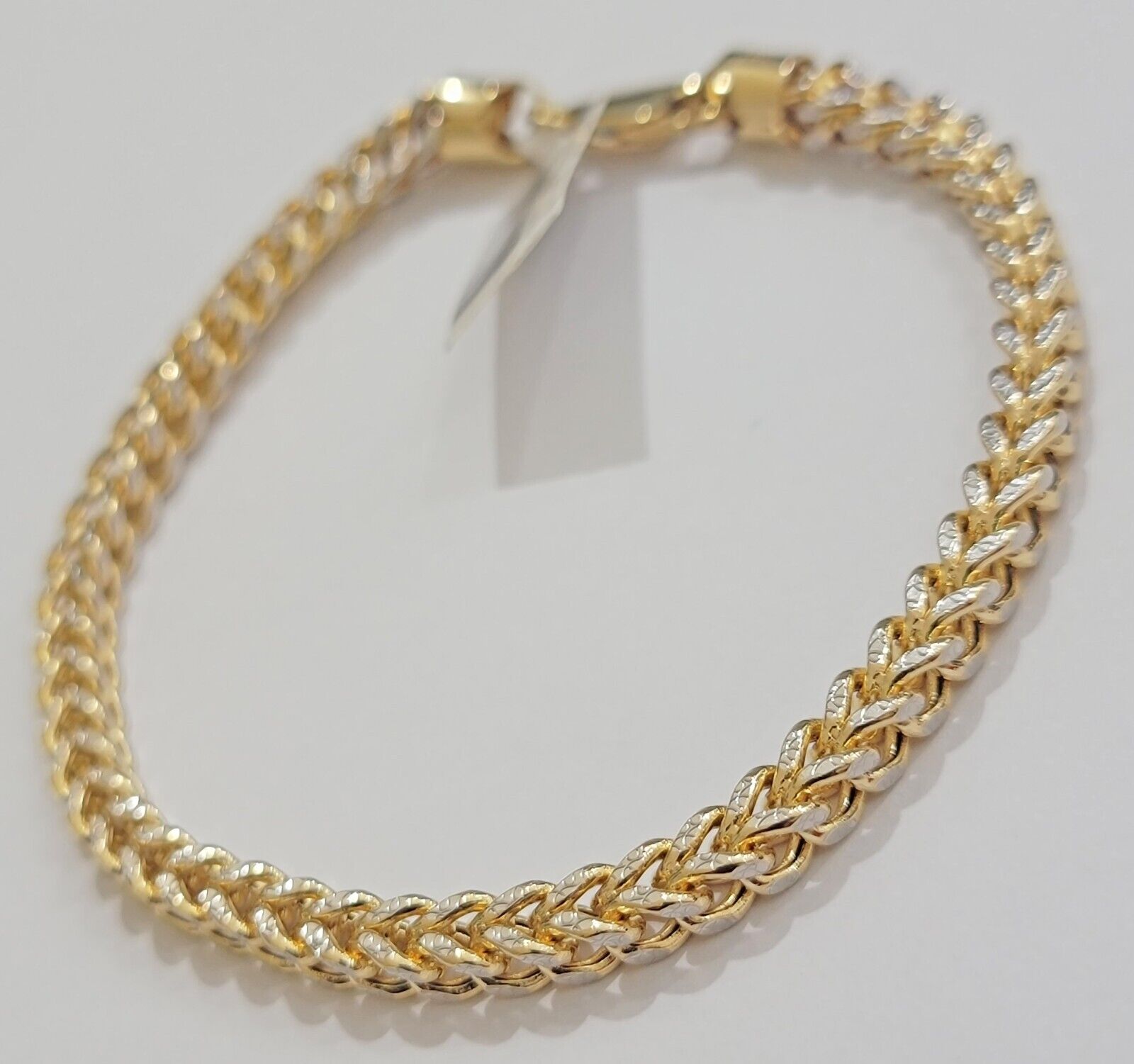 Mens 14k Yellow Gold Franco Bracelet 4mm 8.5" Diamond Cut Authentic 14KT ,STRONG - GoldenlinQ