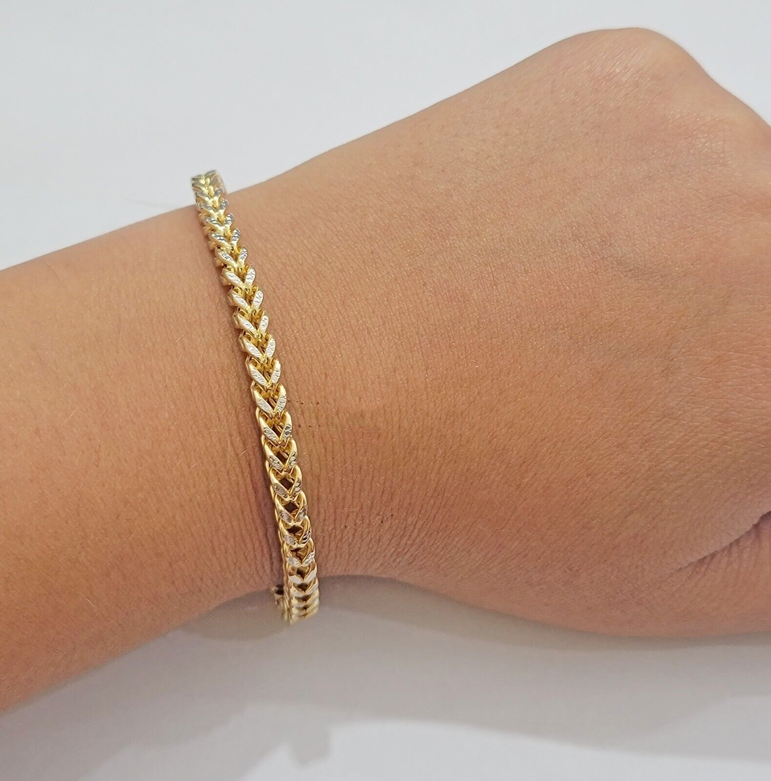 Mens 14k Yellow Gold Franco Bracelet 4mm 8.5" Diamond Cut Authentic 14KT ,STRONG - GoldenlinQ