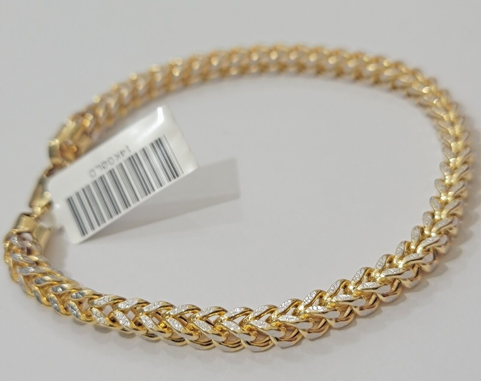 Mens 14k Yellow Gold Franco Bracelet 8" 4mm Diamond Cut Authentic 14KT , STRONG - GoldenlinQ