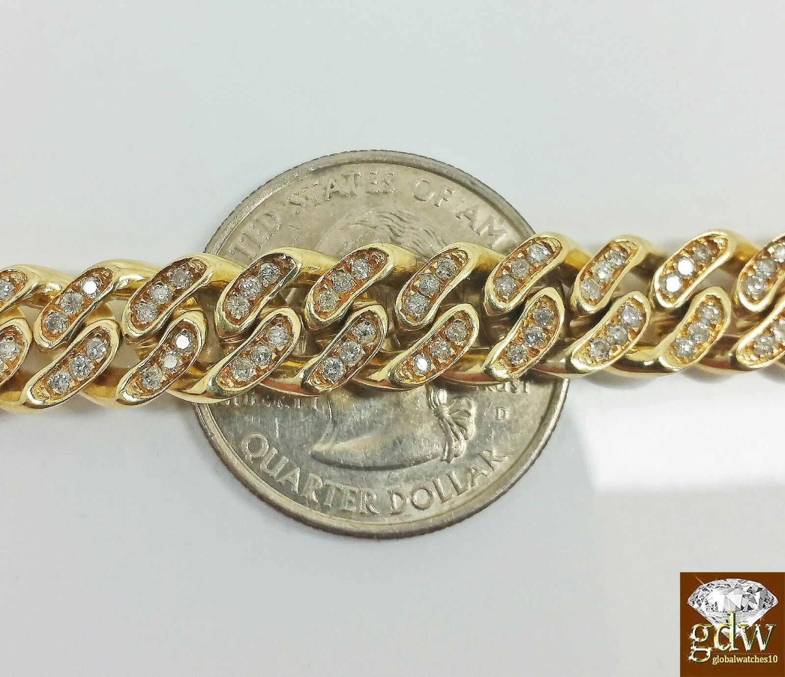 Mens 3CT Diamond Bracelet 10k Yellow Solid Gold Miami Cuban 9 Inch 8mm Bracelet - GoldenlinQ