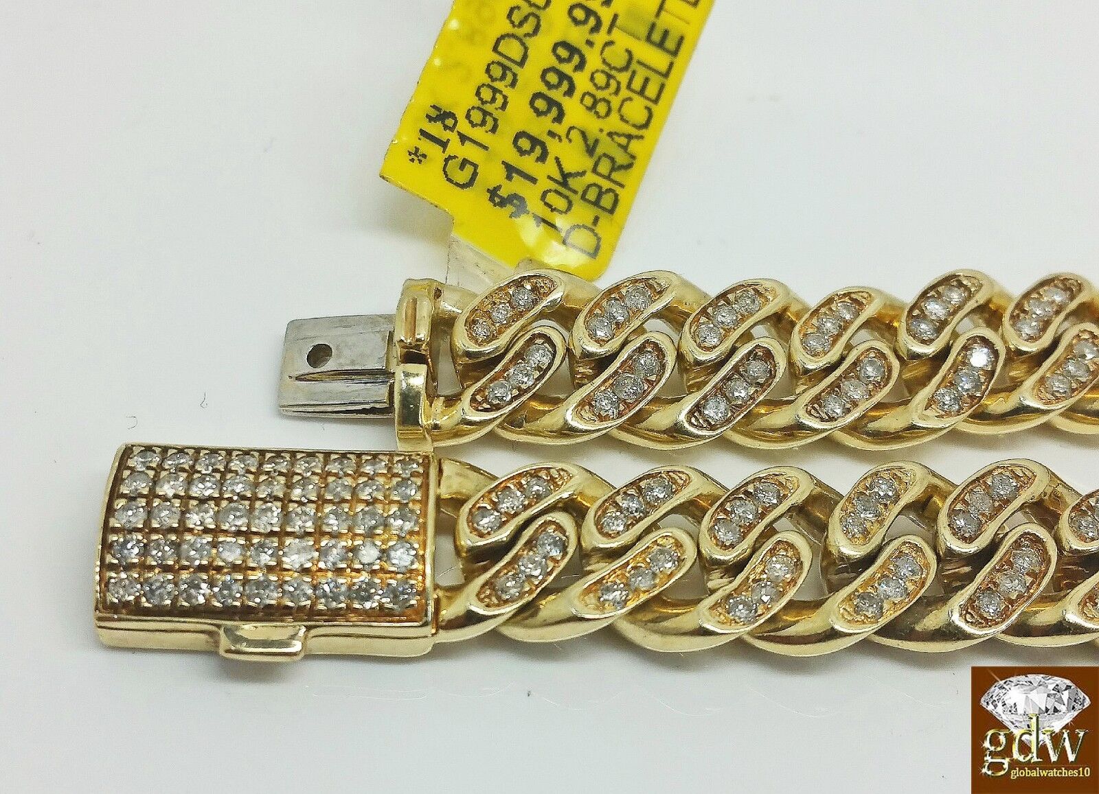 Mens 3CT Diamond Bracelet 10k Yellow Solid Gold Miami Cuban 9 Inch 8mm Bracelet - GoldenlinQ