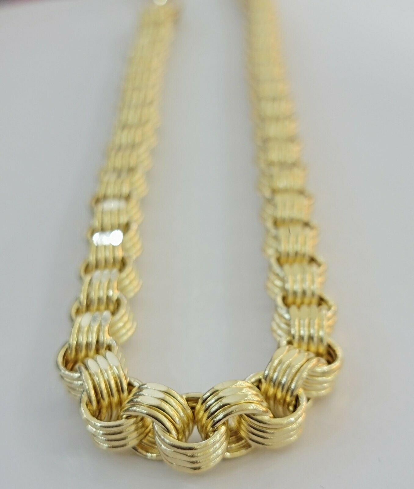 Mens Byzantine Chain 10k Gold Necklace 11mm 22" 24" 26" 28" 30" 10kt Yellow Gold - GoldenlinQ