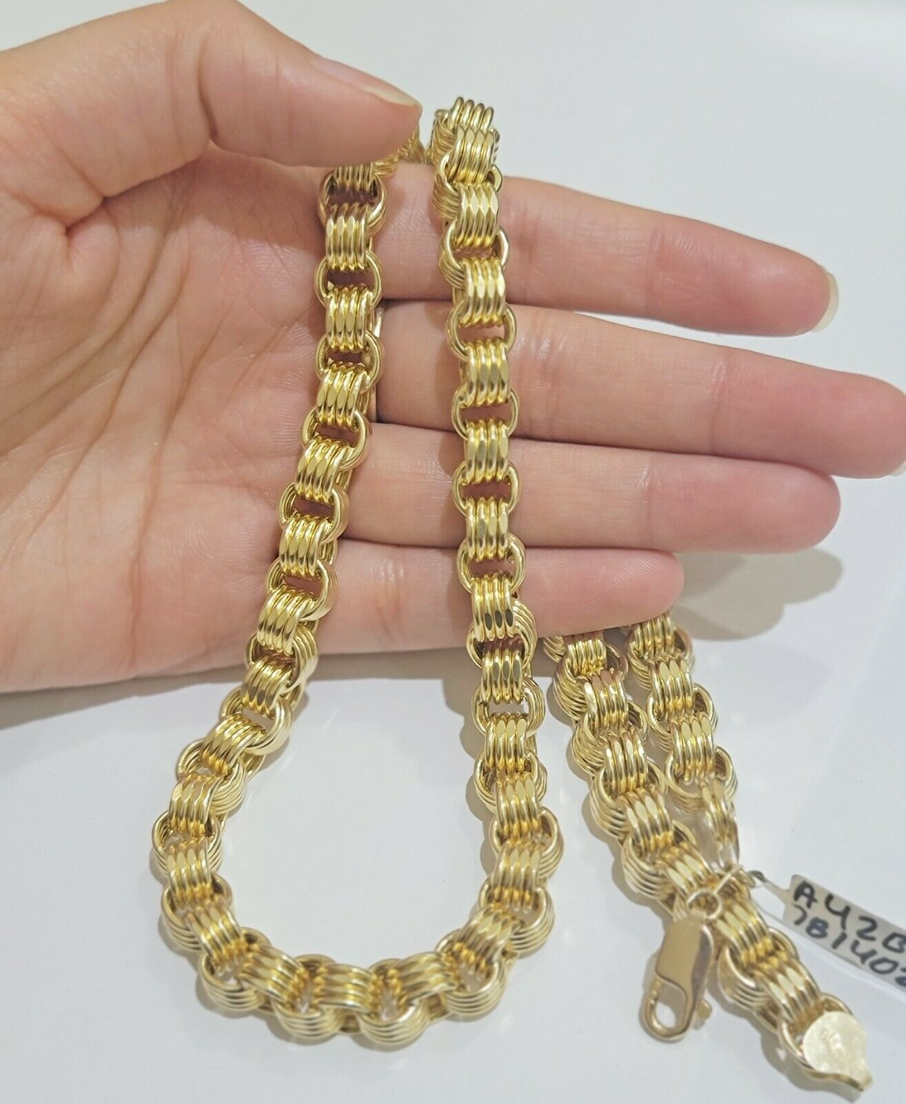 Mens Byzantine Chain 10k Gold Necklace 9mm 22" 24" 26" 28" 30" 10kt Yellow Gold - GoldenlinQ