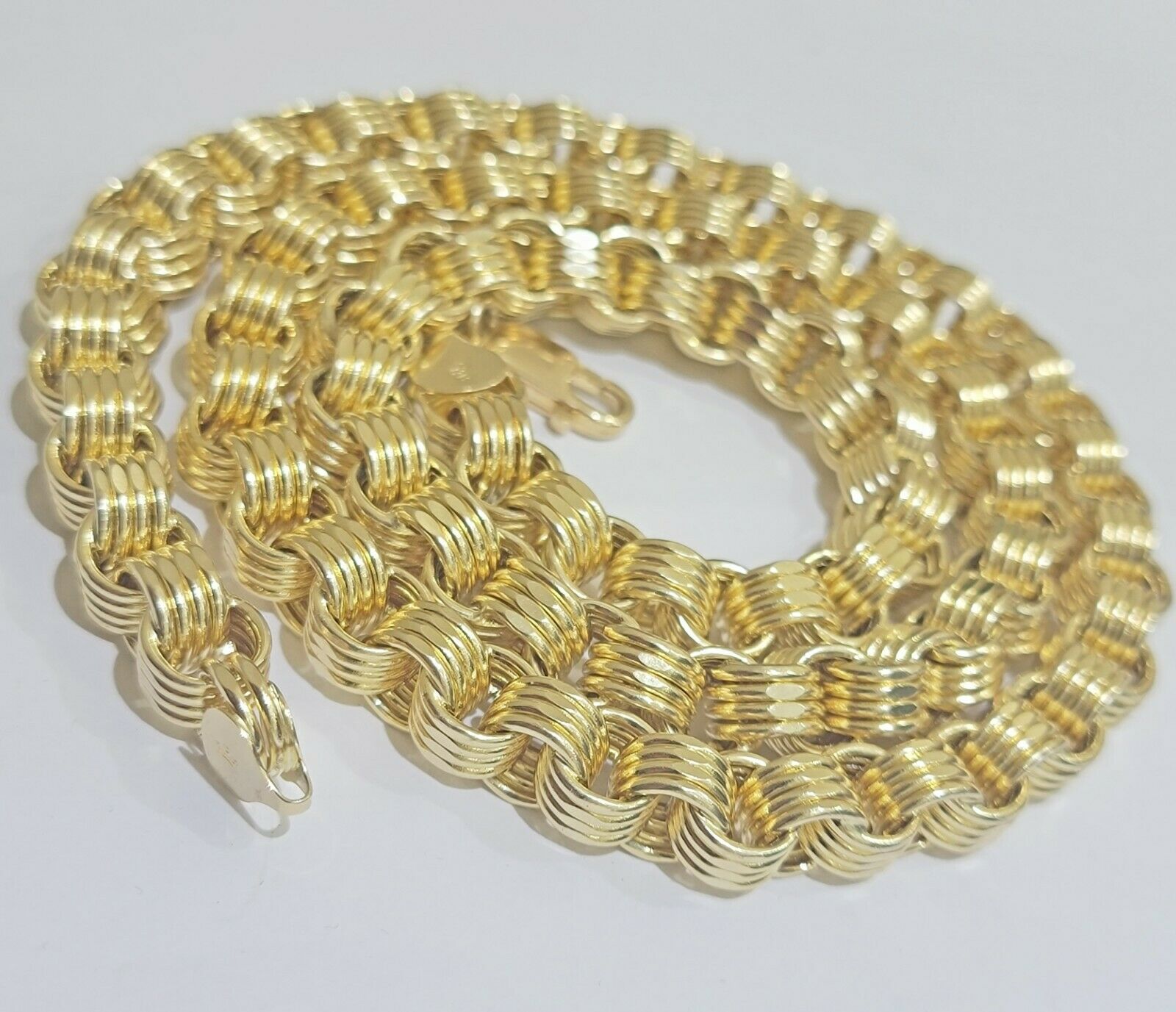 Mens Byzantine Chain 10k Gold Necklace 9mm 22" 24" 26" 28" 30" 10kt Yellow Gold - GoldenlinQ