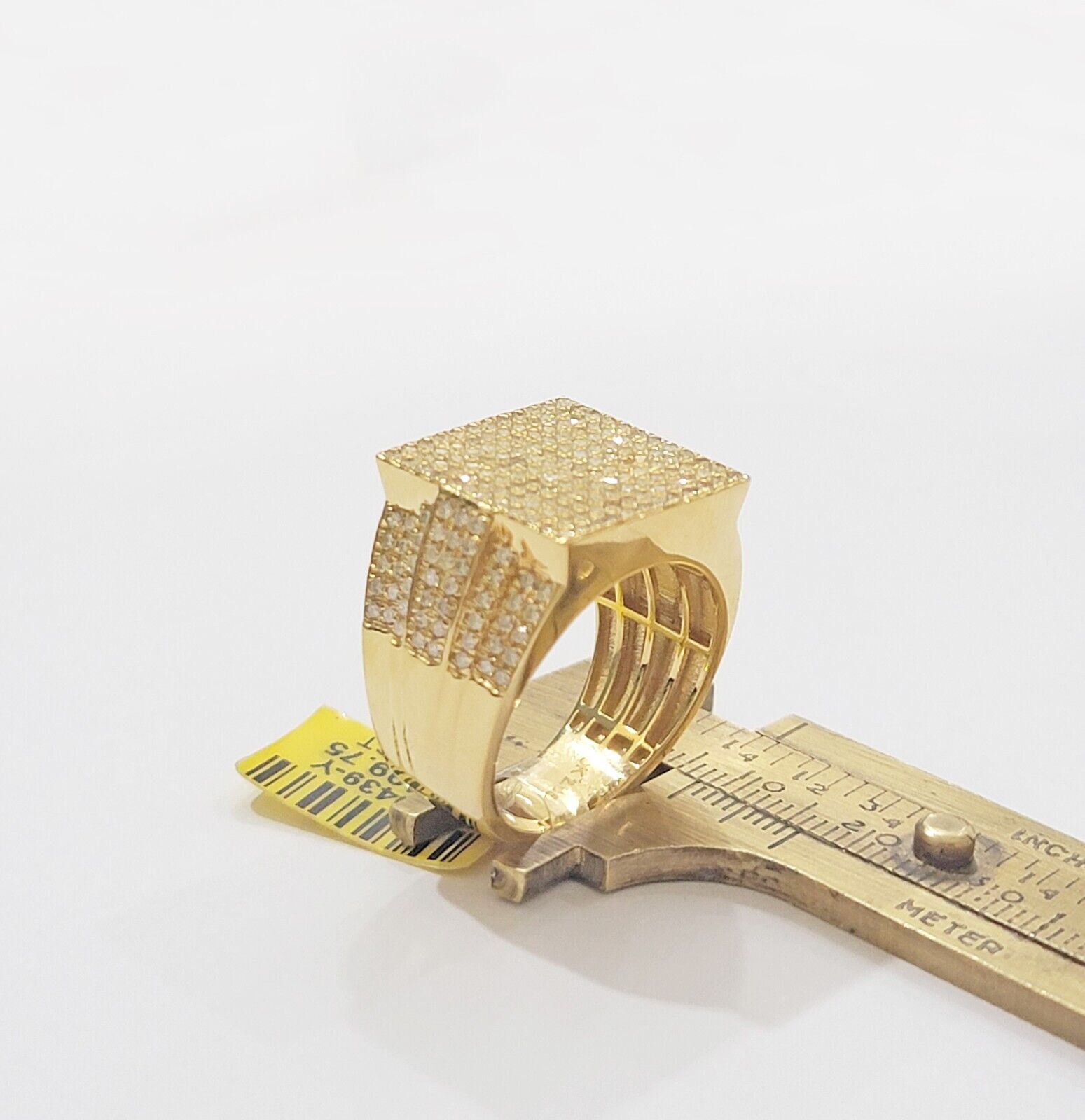 Mens diamond ring 10k yellow gold 2.05 Ct diamonds 10kt dark yellow gold Band - GoldenlinQ