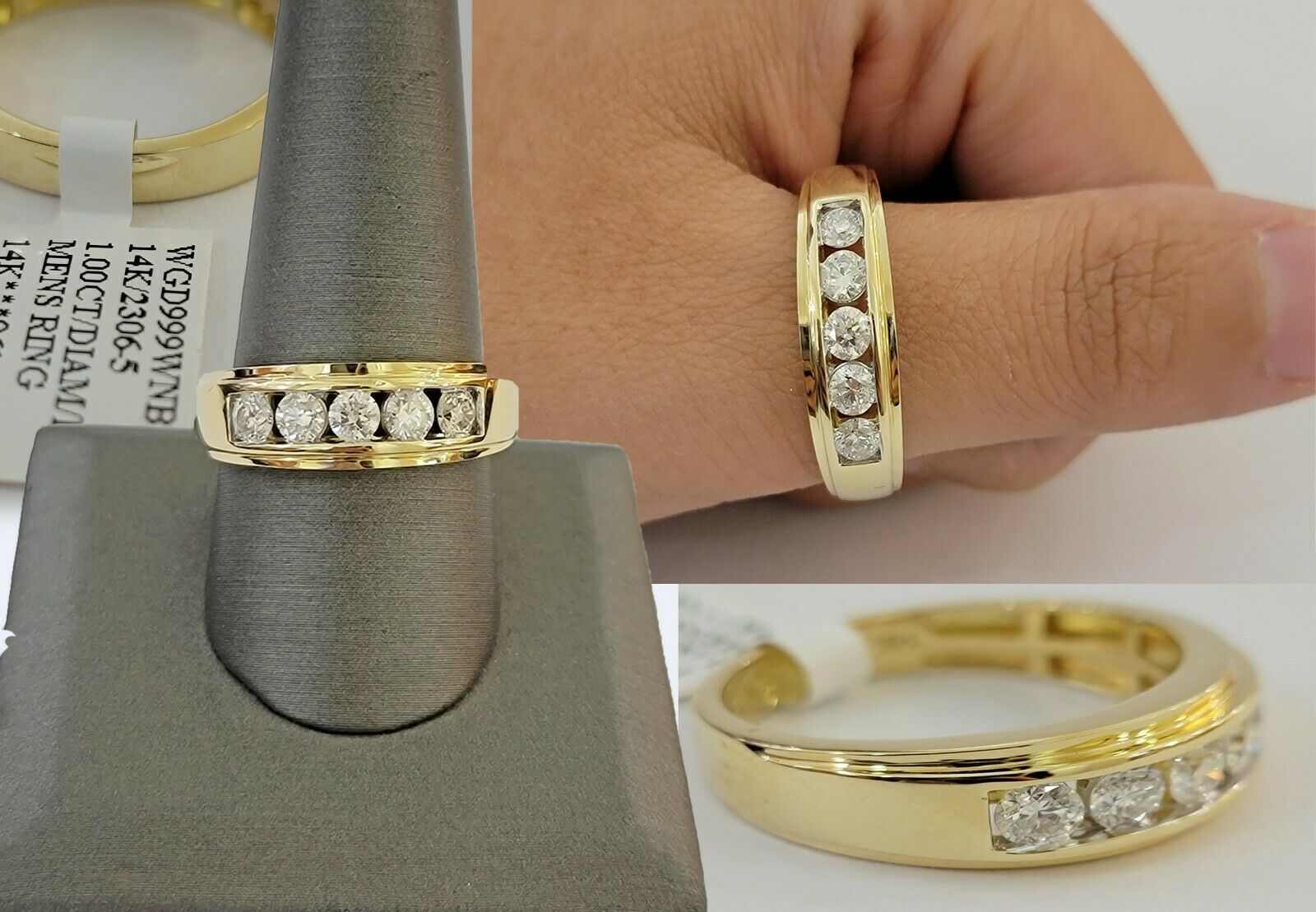 Men's Diamond Wedding Band 1 CT Round 14K Yellow Gold Brilliant Solitaire Diam - GoldenlinQ