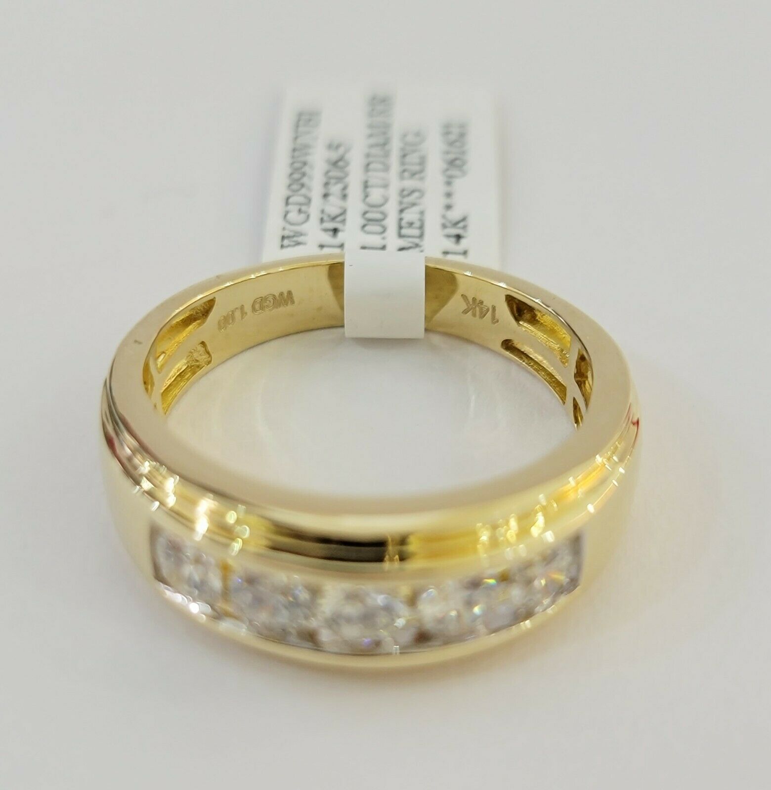 Men's Diamond Wedding Band 1 CT Round 14K Yellow Gold Brilliant Solitaire Diam - GoldenlinQ