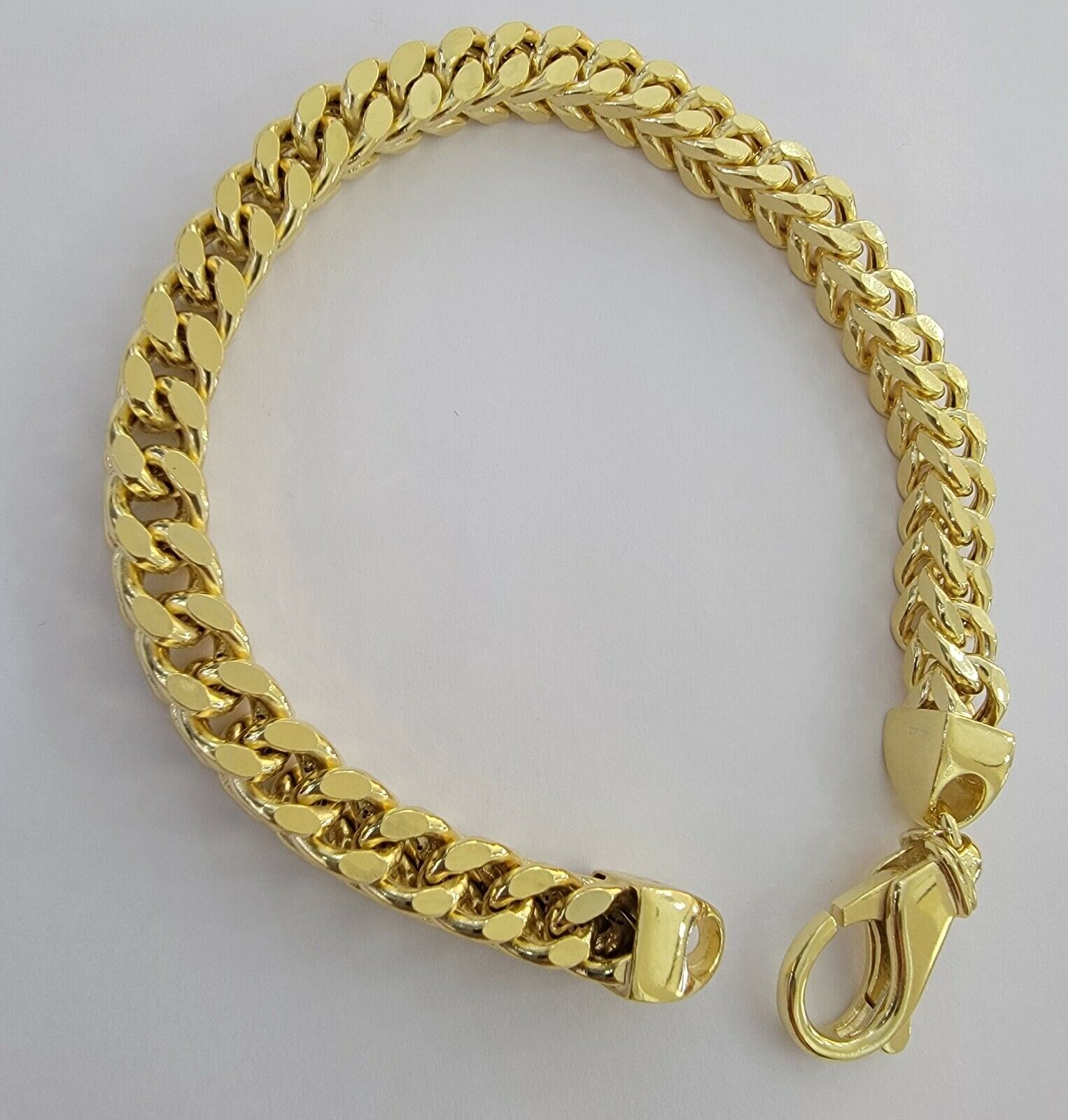 Men's Franco Bracelet 9 Inch 7mm REAL 10kt Yellow Gold Thick & Strong Bracelet - GoldenlinQ