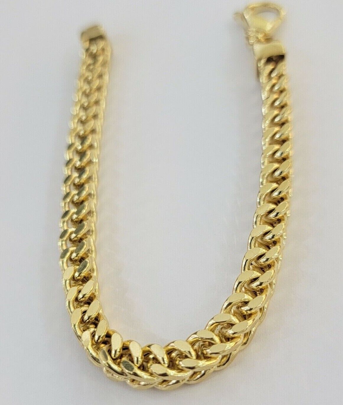 Men's Franco Bracelet 9 Inch 7mm REAL 10kt Yellow Gold Thick & Strong Bracelet - GoldenlinQ