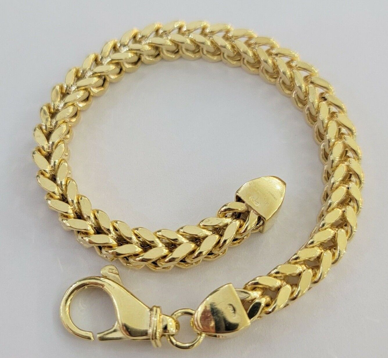 Men's Franco Bracelet 9 Inch 7mm REAL 10kt Yellow Gold Thick & Strong Bracelet - GoldenlinQ