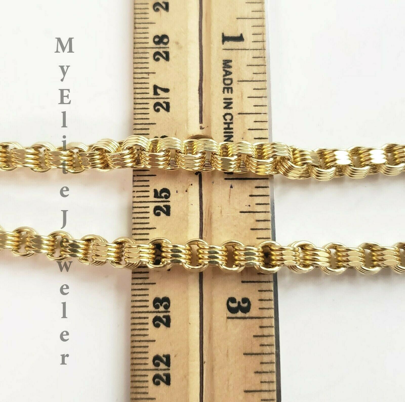 Men's Ladies 10K Byzantine Chain Necklace 28 Inch 5mm Lobster Lock Yellow Gold - GoldenlinQ