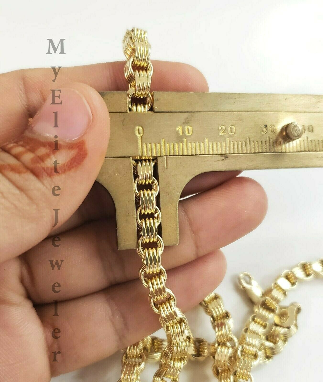Men's Ladies 10K Byzantine Chain Necklace 28 Inch 5mm Lobster Lock Yellow Gold - GoldenlinQ