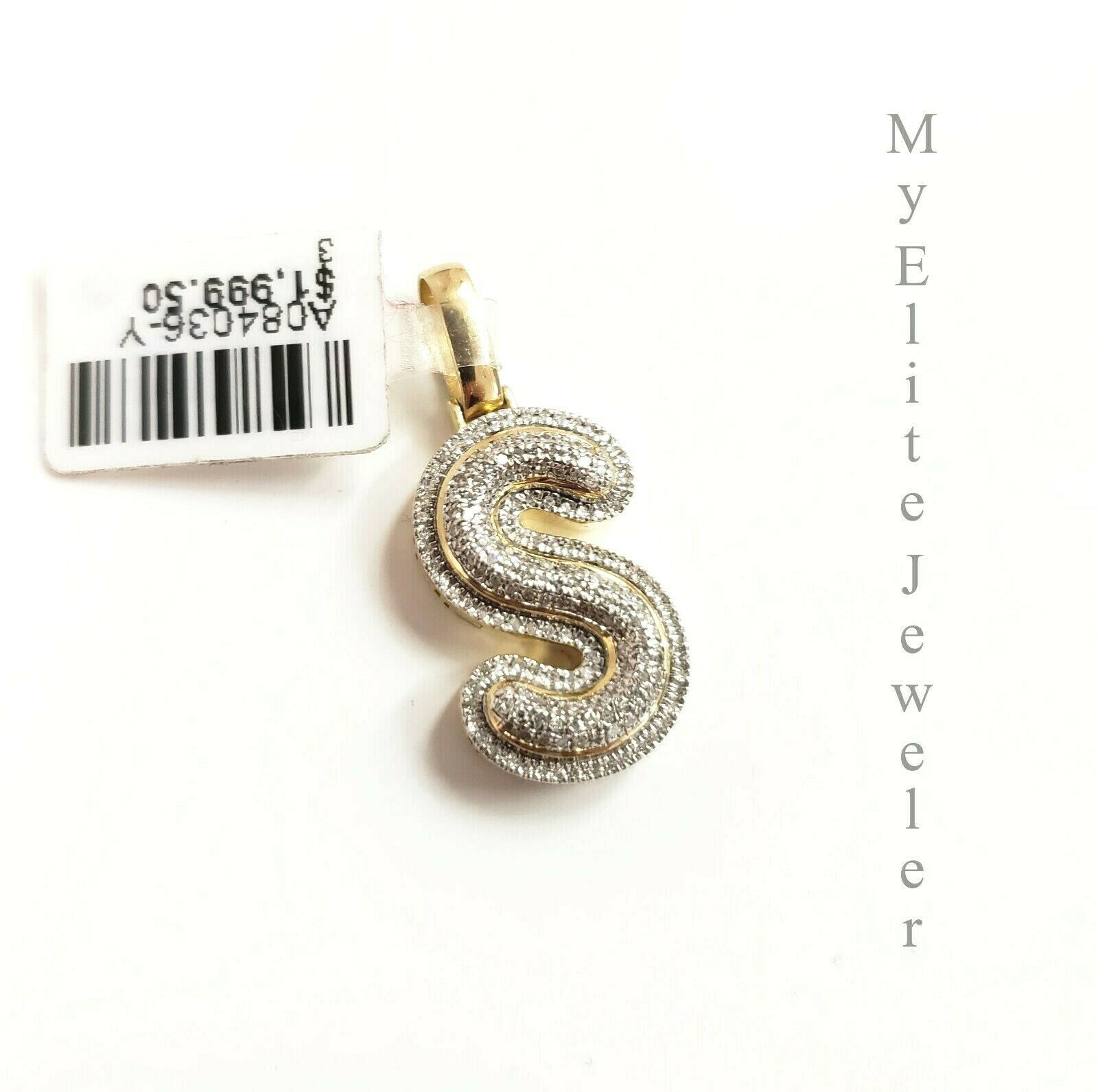 Mens Ladies Solid 10k 0.30CT Initial S Diamond Pendant Yellow Gold Alphabet REAL - GoldenlinQ