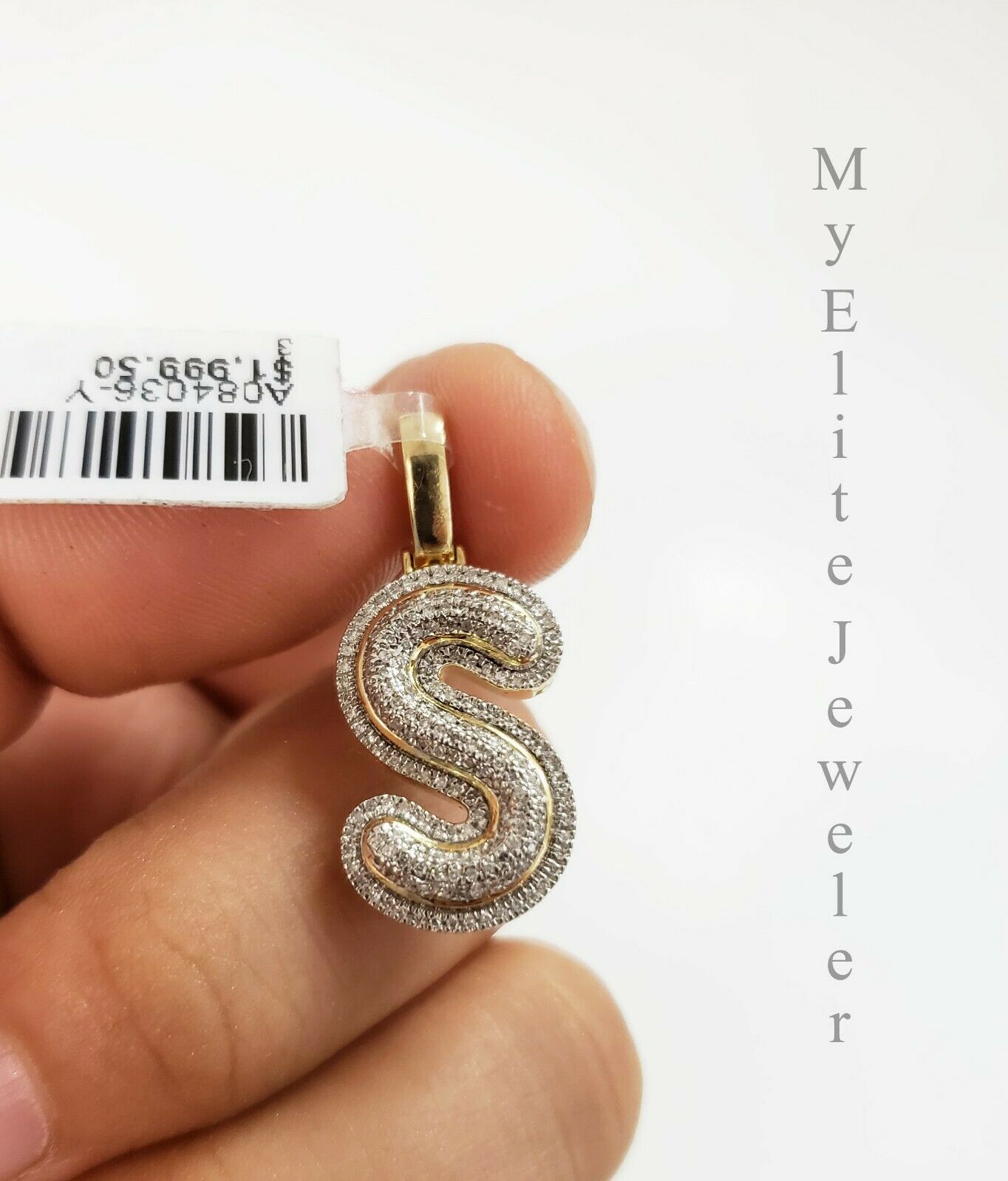 Mens Ladies Solid 10k 0.30CT Initial S Diamond Pendant Yellow Gold Alphabet REAL - GoldenlinQ