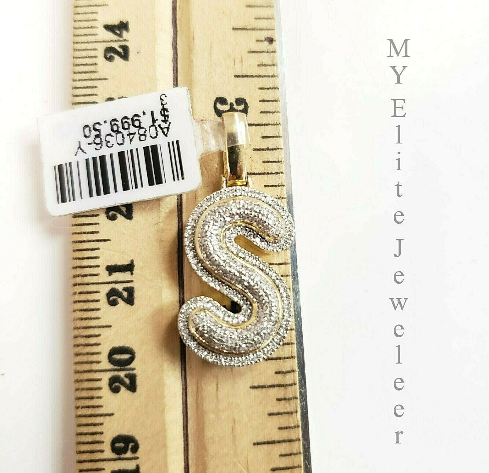 Mens Ladies Solid 10k 0.30CT Initial S Diamond Pendant Yellow Gold Alphabet REAL - GoldenlinQ