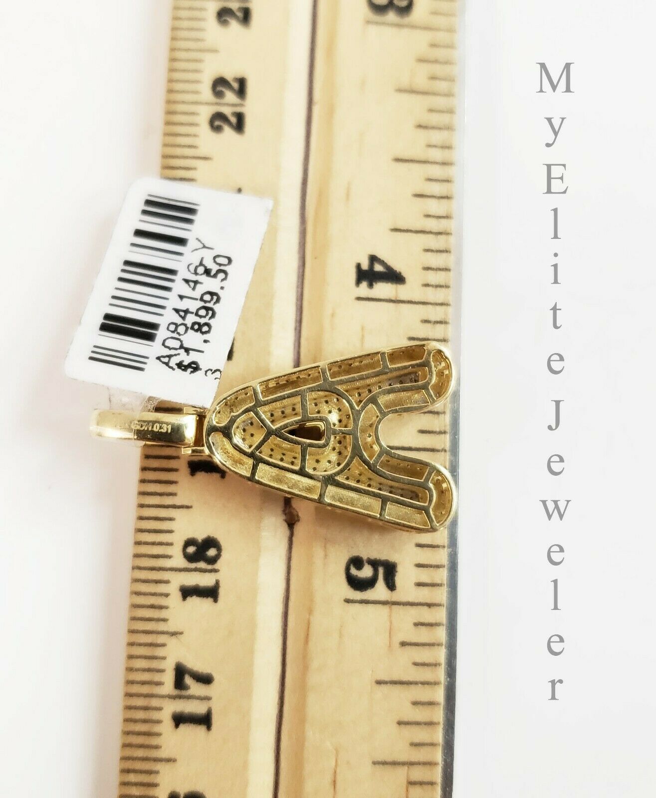 Men's Ladies Solid 10k 0.31CT Initial " A " Diamond Pendant Yellow Gold Alphabet - GoldenlinQ