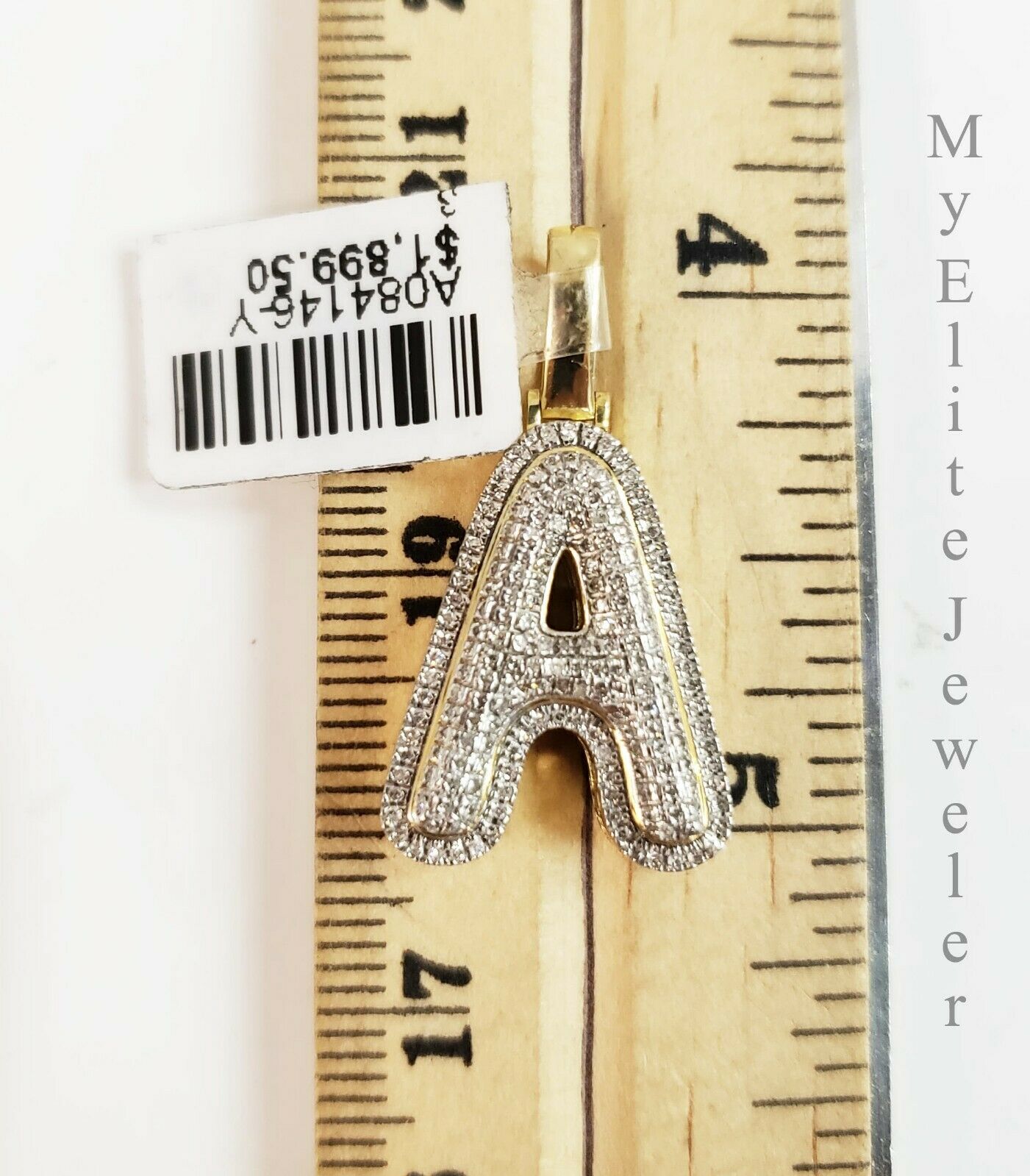 Men's Ladies Solid 10k 0.31CT Initial " A " Diamond Pendant Yellow Gold Alphabet - GoldenlinQ